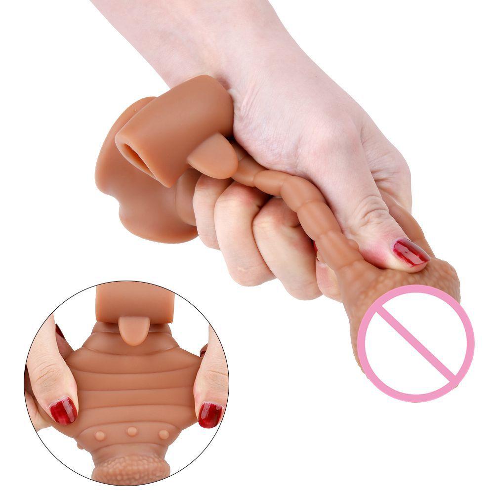 Pénis Mâle Augmentation Manches Longues Silicone Sexe Épaississement Extension Préservatif Vibration Verrouillage Anneau Fin Manches à Pointes Amusantes