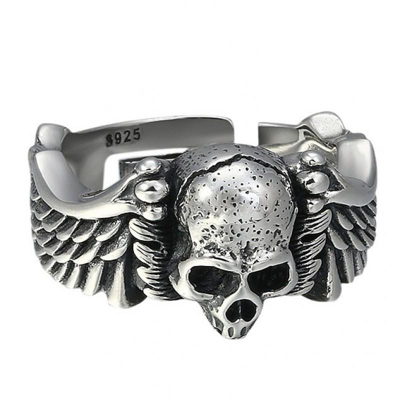 Adjustable Skull Ring Men Women Vintage Punk Rock Jewelry Geometric Gothic Accessory