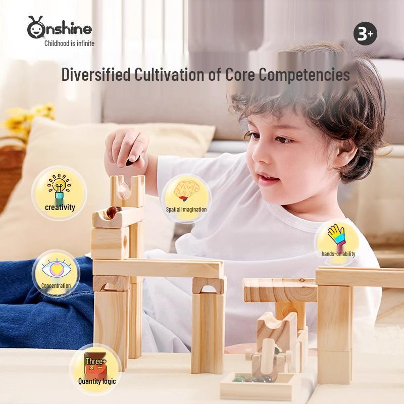 Onshine Wooden Marble Run Educational Building Blocks for Kids