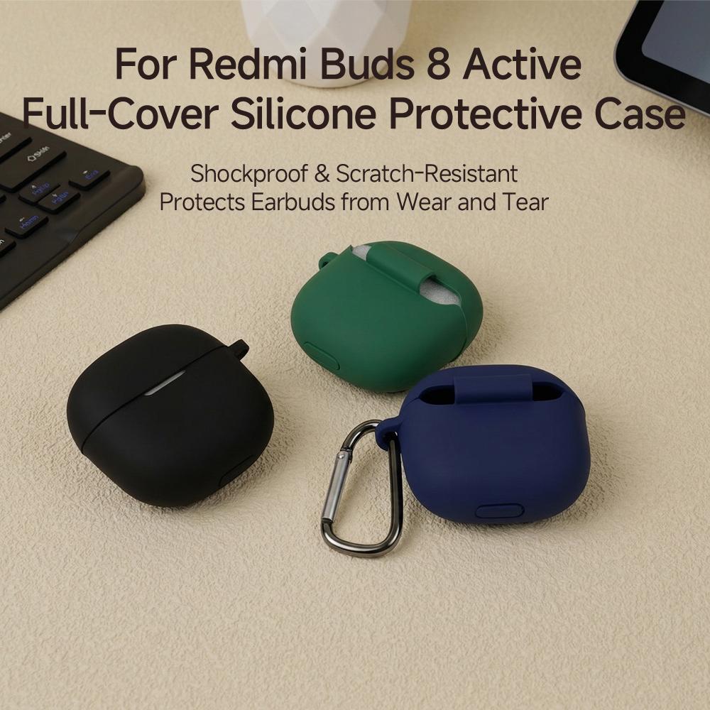 Weiche Silikonhüllen Kabellose Ohrhörerhülle Schutzhülle - Kratzfest Funda mit Haken Zubehör für Redmi Buds 8 Active