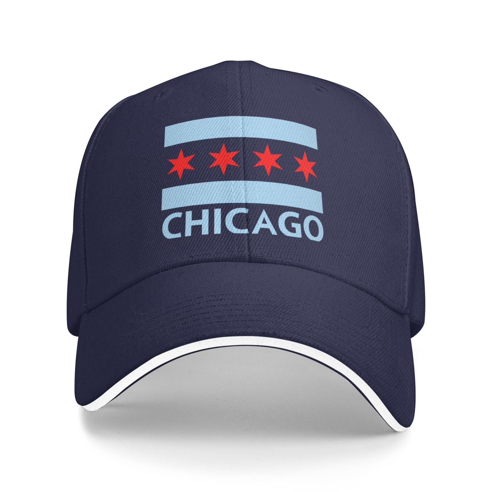 

Chicago State Flag Baseball Caps Hip Hop Sandwich Cap Men Women Adjustable Outdoor Sport Hat