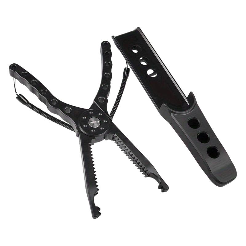 

High-Index Plastic Fishing Pliers with Grip & Hook Removal Tool, Durable Catfish Gripper with Non-Slip Handle and Lanyard чёрный