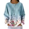 Women's Casual Printed Button Long Sleeve Sweatshirt