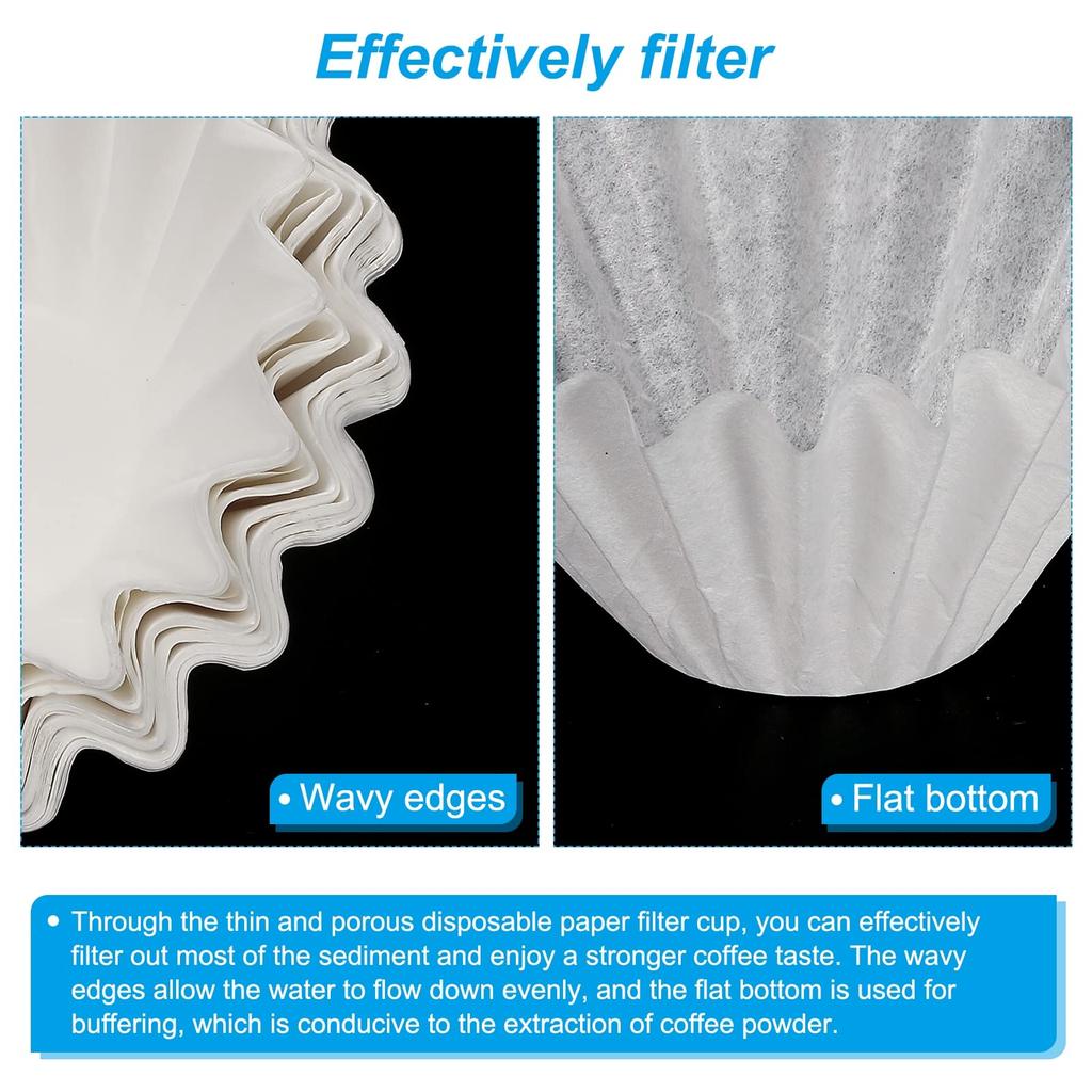 PATIKIL 1-4 Basket Coffee Filter Cups, Bleached Paper Filters, 155x45mm, for Drip Coffee Makers, Disposable Brewing, Cafes, Offices, and Home Use,