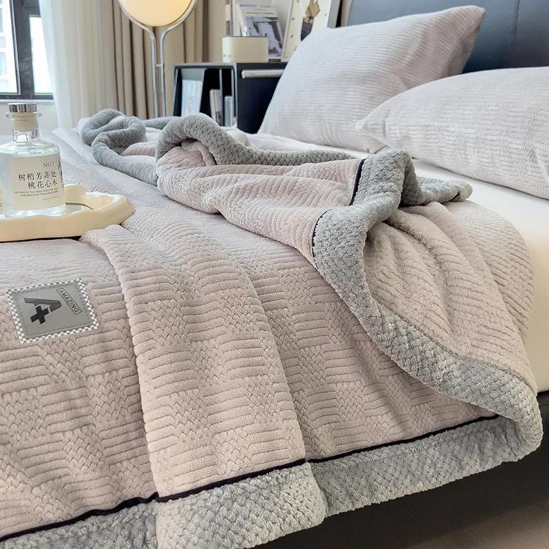 

Новое одеяло из простого вязаного бархата класса А для мамы и малыша, одеяло для полуденного сна, зимнее толстое одеяло для офиса с кондиционером 100x150cm 1pcs