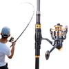 Fishing Rod Reel Combos Telescopic Fishing Pole Spinning Reel Travel Saltwater Freshwater Fishing