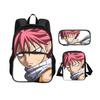 Fairy Tail Cartoon 3Pcs Set with Front Pocket Backpack+Shoulder Bags+Pencil Bag Student  Boys and Girls Best Gift  Stationery