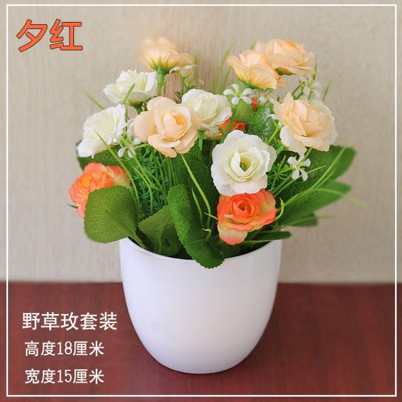 Artificial Silk Flower Potted Plant Desktop Decor Home Office Interior Styling Small Fake Floral Arrangement