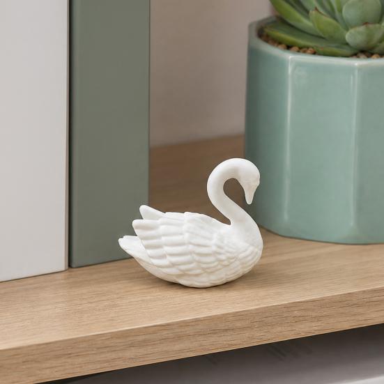 Swan Figurine, 3D Printed White Swan Statue, Modern Minimalist Tabletop Ornament for Living Room, Office, Desk, Shelf Decor