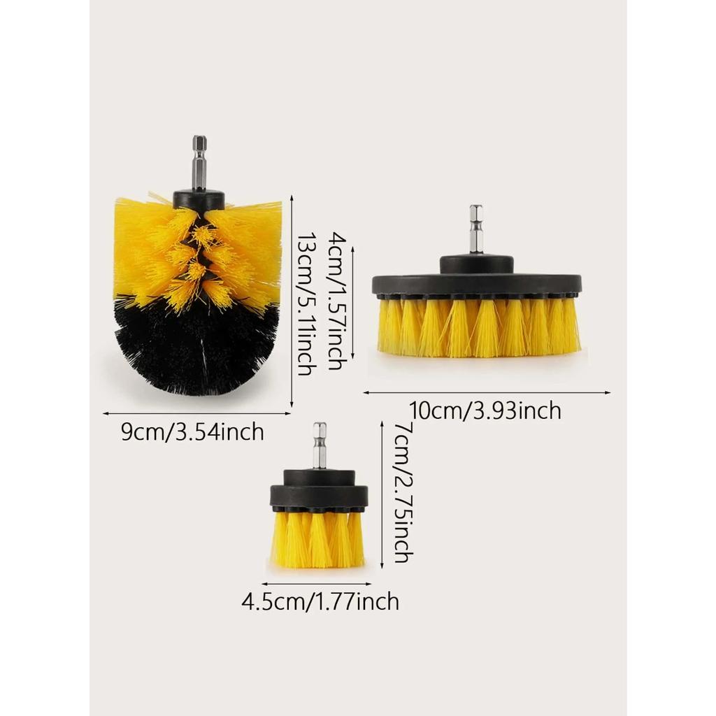 3Pcs/Set Electric Scrubber Brush Drill Brush Kit Plastic Round Cleaning Brush For Carpet Glass Car Tires Nylon Brushes