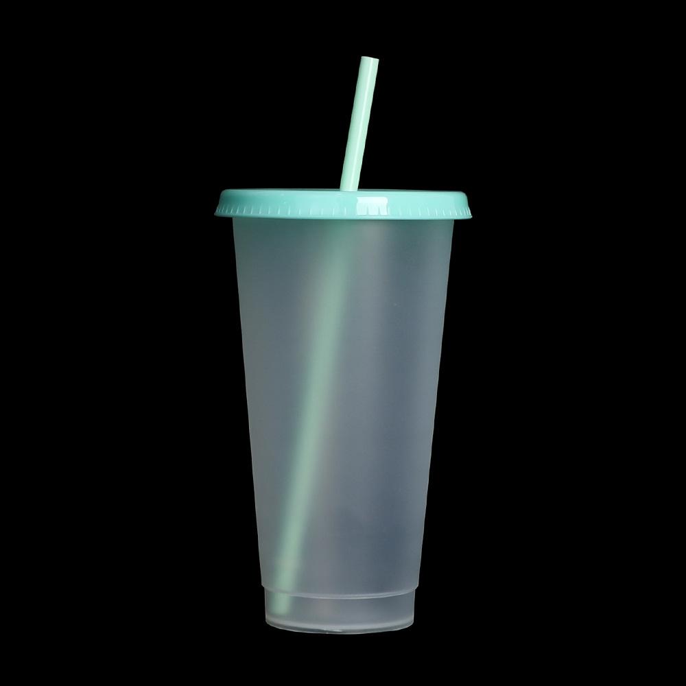 710ml Black White Straw Cup With Lid Color Change Coffee Cup Reusable Cups Plastic Tumbler Matte Finish Coffee Mug DROPSHIPPING
