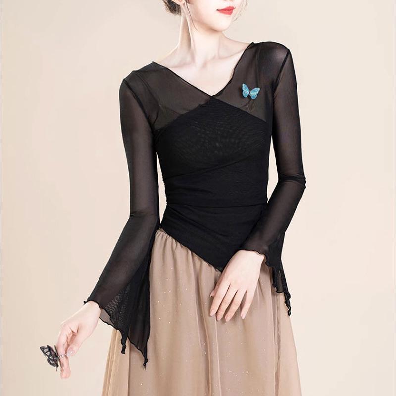 Adult Women's Ethnic Dance Butterfly Gauze Top for Modern and Classical Dance