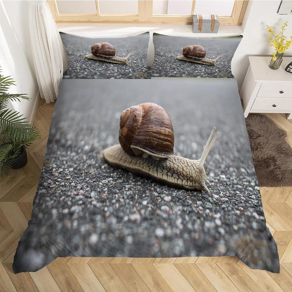 Snail Duvet Cover Sets For Kids Queen Size Lightweight Down Quilt Covers  Bedroom Decor 2 Pillowcases 1 Duvet Cover No Comforter