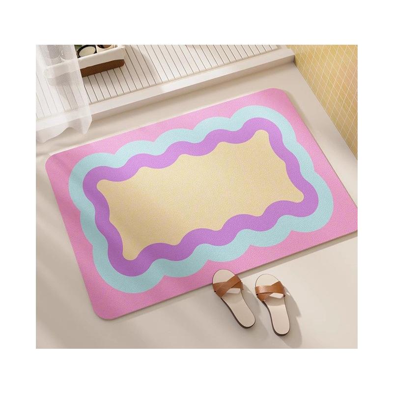 Krämfärgad Vind Diatomitlera Golvmatta Badrum Snabbtorkande Halkfri Golvmatta Badrum Vattenabsorberande Dörr Badrum Smutsavvisande Golvmatta