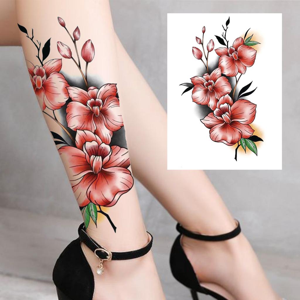 Sexy Tiger Flower Temporary Tattoo For Women Girl Skull Leopard Lion Tattoos Sticker Black Fake Tribal Animal Large Wasit Tattos