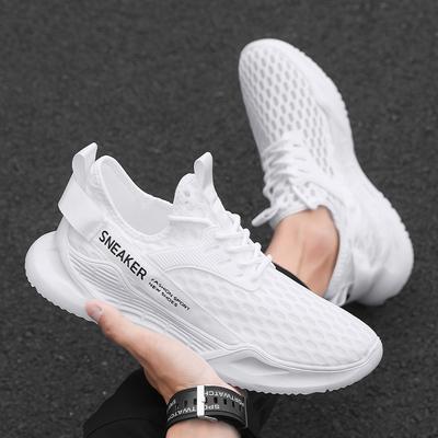 Men's Shoes Summer Sports Breathable Mesh Hollowed Casual Shoes Men's Heightening Shock Absorption Single Mesh Thin Running Shoes