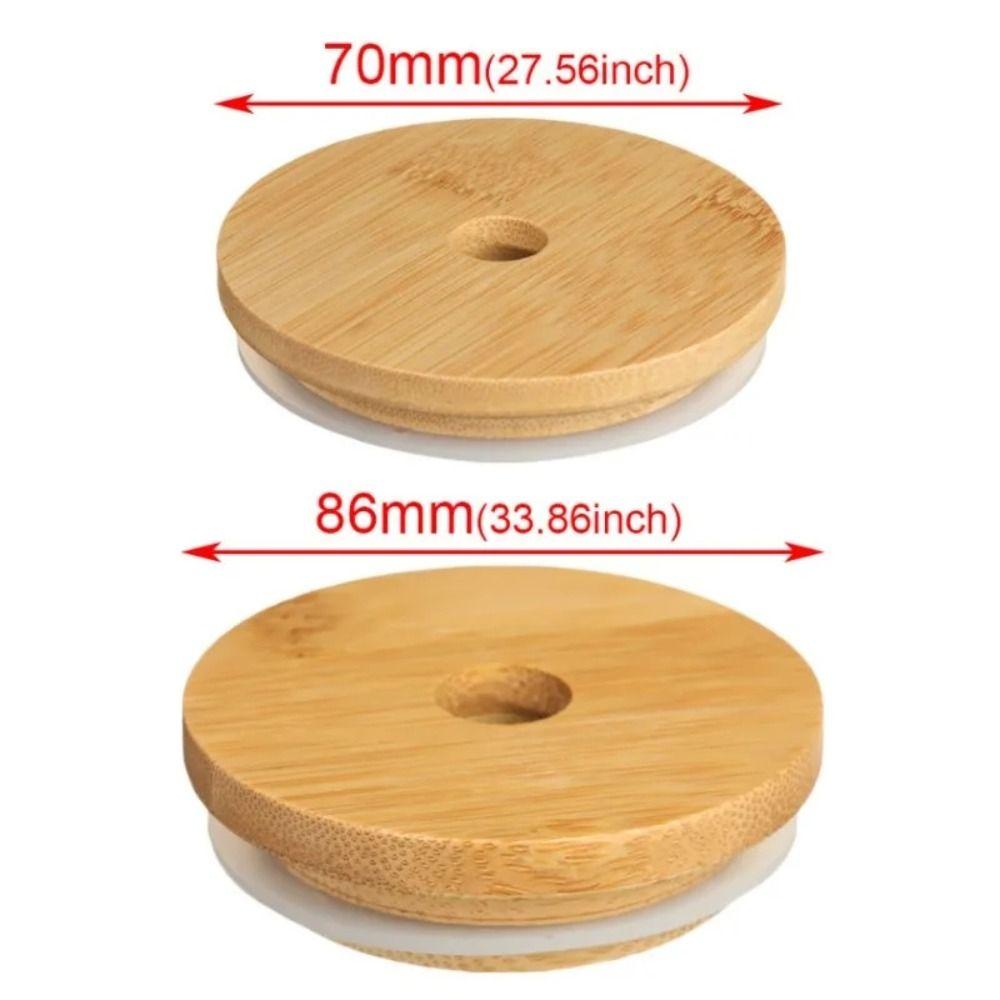 Straw Lid With Glass Hole Bamboo Wood Lids Mason Jar Lids Cup Covers