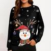 Women's Fashion Casual Long Sleeve Christmas Printed Neck Sweatshirt Top