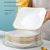 LIJIA KITCHENWARE Jingdezhen Gold-Rimmed Ceramic Square Dinner Plate