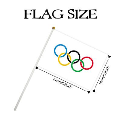 Nuevo 20 Piezas Poliéster de Alta Calidad 14*21CM Mini Banderas Olímpicas de Mano