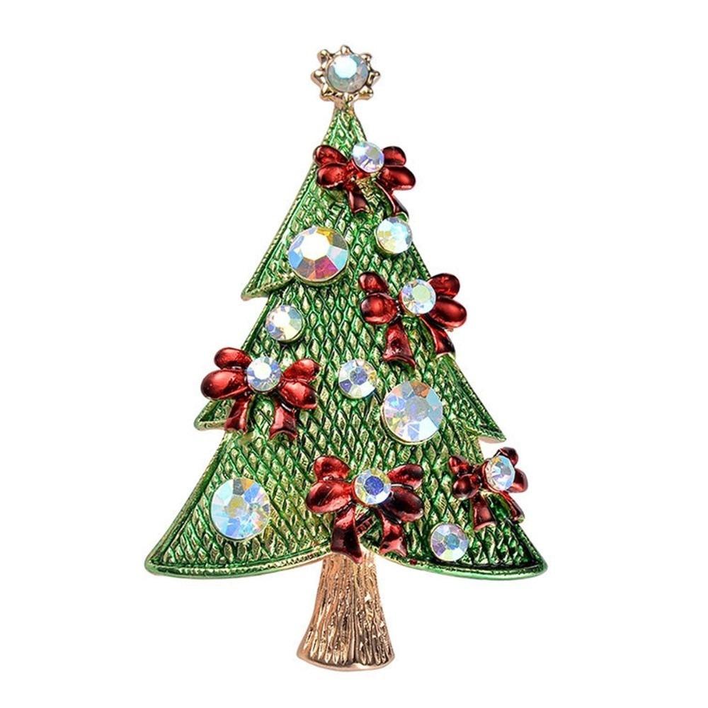 Zinc Zinc Alloy Christmas Tree Brooch Shiny Xmas Holiday Jewelry Festive Lapel Pin Xmas Gifts