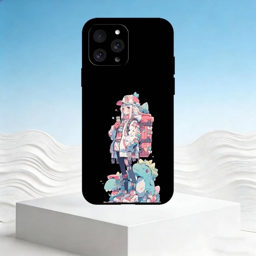 Q-Q version of little girl Phone Case For iPhone 17,16,15,14,13,12,11 Plus,Pro Max,SE4Soft Silicone Black Cover iPhone15plus