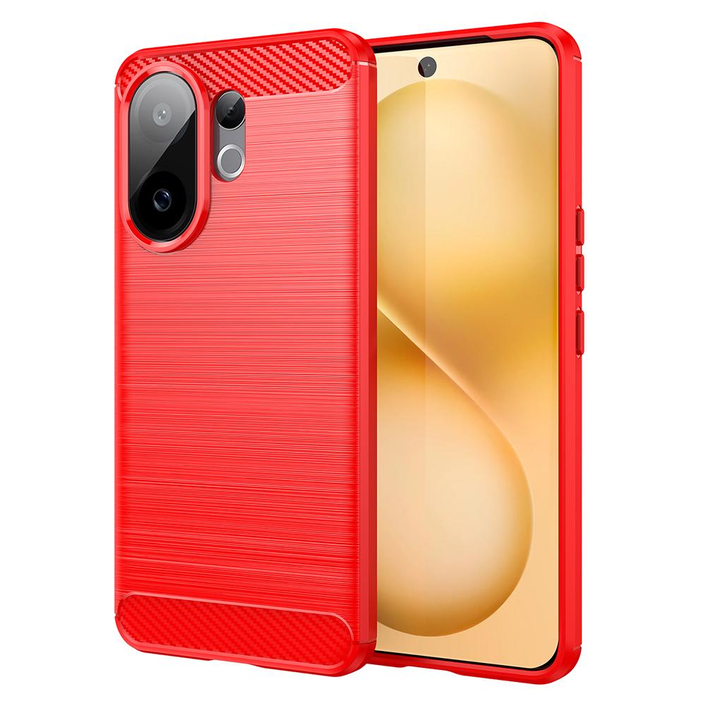 

For vivo S30 5G/V60 5G Case Protective Phone Cover Carbon Fiber Texture Brushed Red