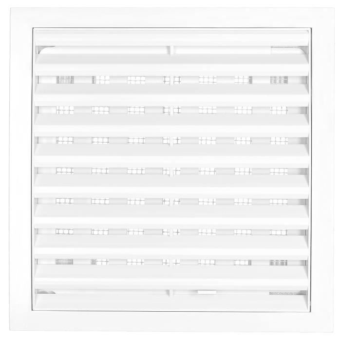 Grille d'aération - KOTARBAU - 150 x 150 mm - Plastique blanc - Moustiquaire - Lamelles réglables
