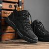 Fashion New 2024 Stylish Men Handmade Casual  Leather Basic Boots Outdoor Antiskid Flat Design Hiking Sneakers Comfy Lace-Up Ankle Boots
