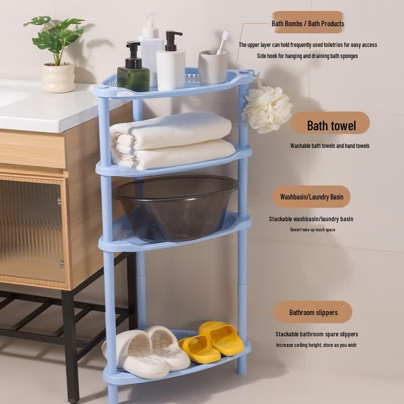 HOUYA 4-Tier Floor Bathroom Storage Shelf