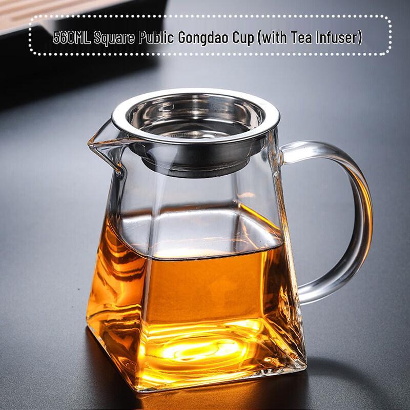 ZISIZ Thickened Heat-Resistant Glass Gongdao Cup with Integrated Tea Filter