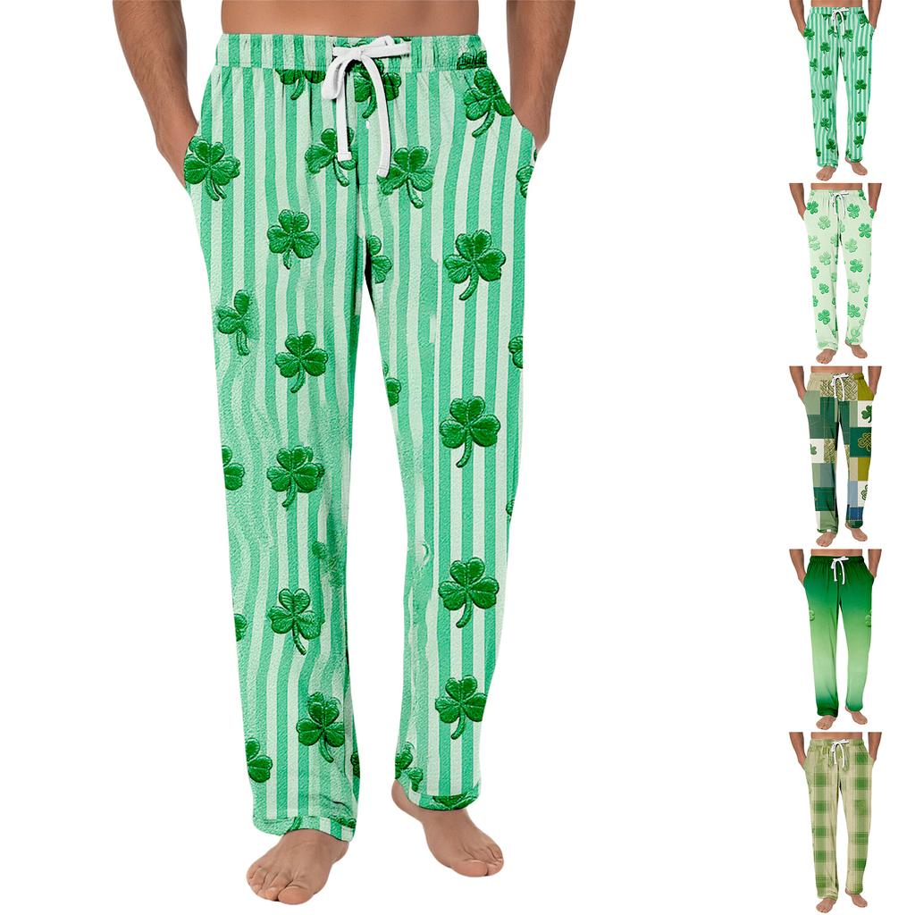 Stripe Pajama Pants Sleepwear Casual Drawstring Elastic Waist Pants Comfy Straight Yoga Loose Trousers