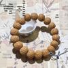 Men's High-Quality Dragon & Brain-Pattern Peach Pit Bracelet with Wenge Beads