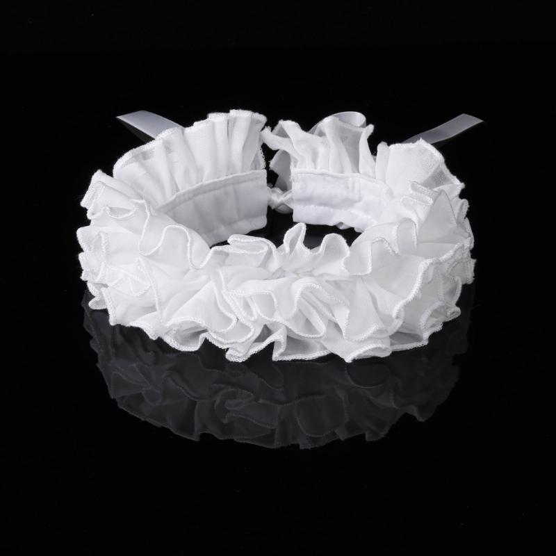 Elizabethan Ruffle False Collar Victorian Style Neck Ruff and Wrist Cuffs Set for Halloween Cosplay Costume Accessories