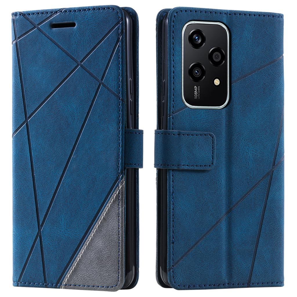 For Honor 200 Lite Case Imprinted Lines PU Leather Splicing Wallet Phone Cover