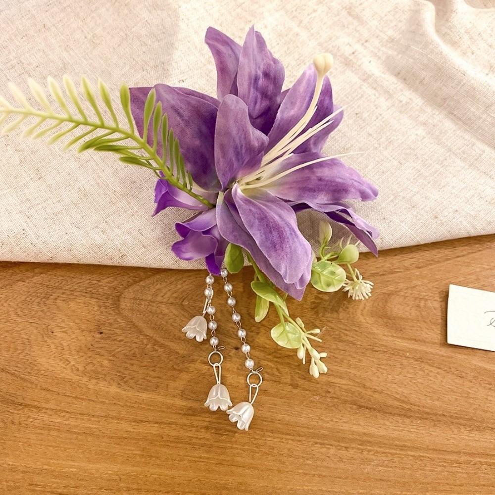 Pearl Hanfu Hair Accessories Colorful Chinese Style Hair Clip Fresh Flower Hairpin  Girls
