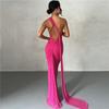 European and American Style Summer Women's Sexy Backless Hanging Neck and Buttocks Wrapped Slim Fitting Evening Dress Dress