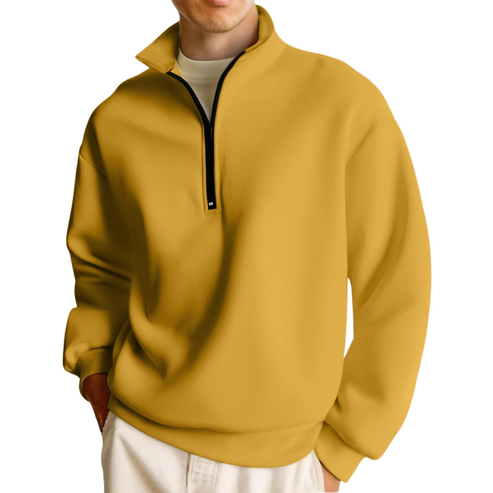 

Мужской повседневный свитшот с длинными рукавами, воротником на молнии до четверти. XL оранжевый