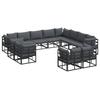 Garden Sofa Set with Cushions 12 Pcs Black Aluminum