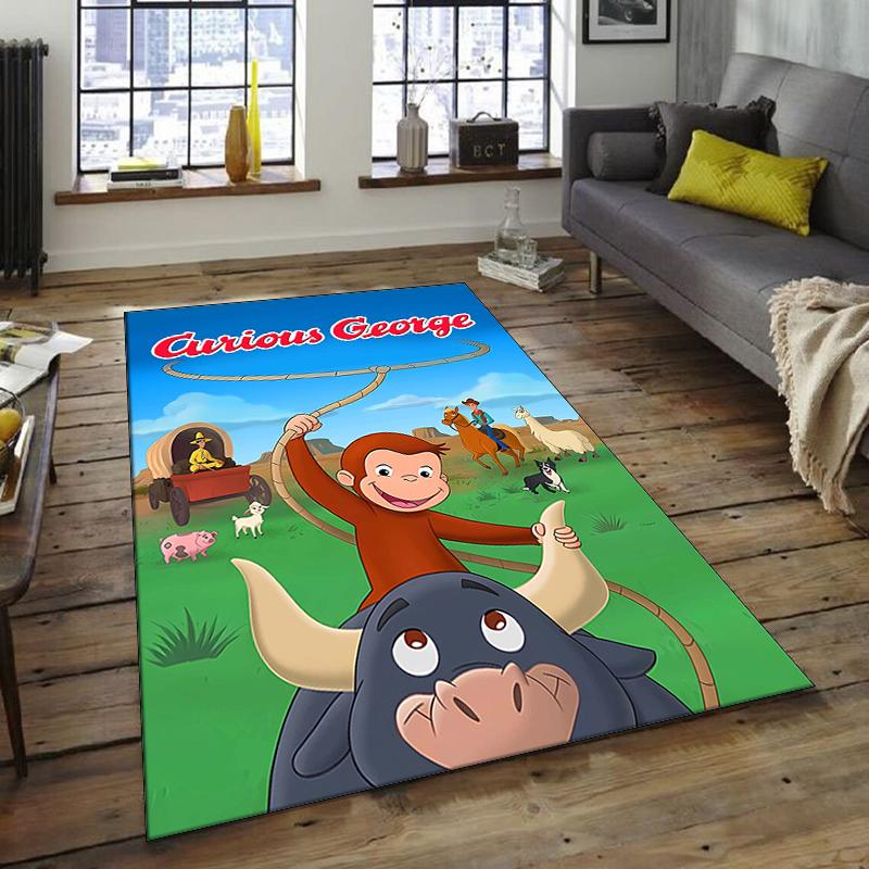 1pc Curious George (2) Design Area Rug - Non-Slip, Soft & Cozy Floor Mat for Living Room, Bedroom, Office - Indoor/Outdoor Decorative Carpet