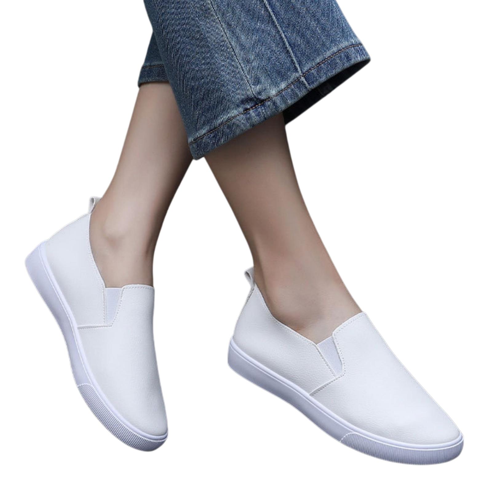 Damen Lederschuhe Flach für Arbeit und Alltag 40 gray
