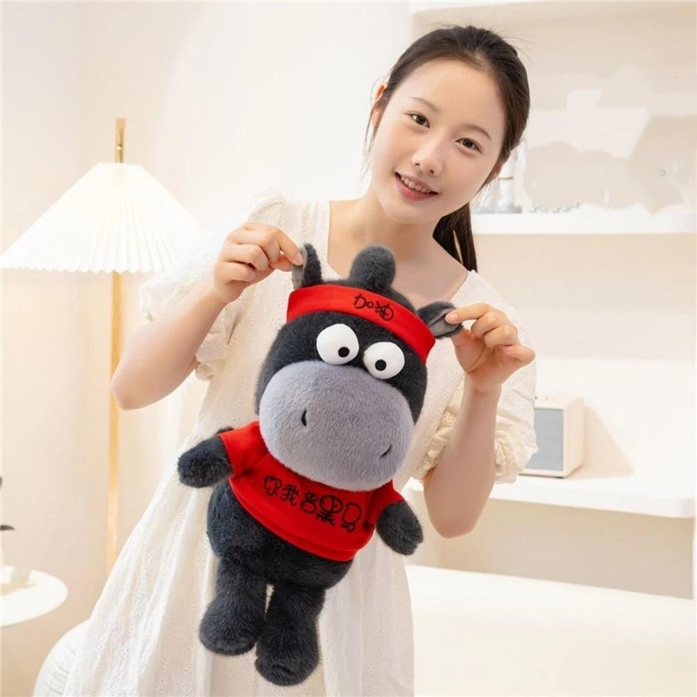 Mascot Dolls Black Horse Plush Toy Good Luck Zodiac Pony Figurine Home Decoration