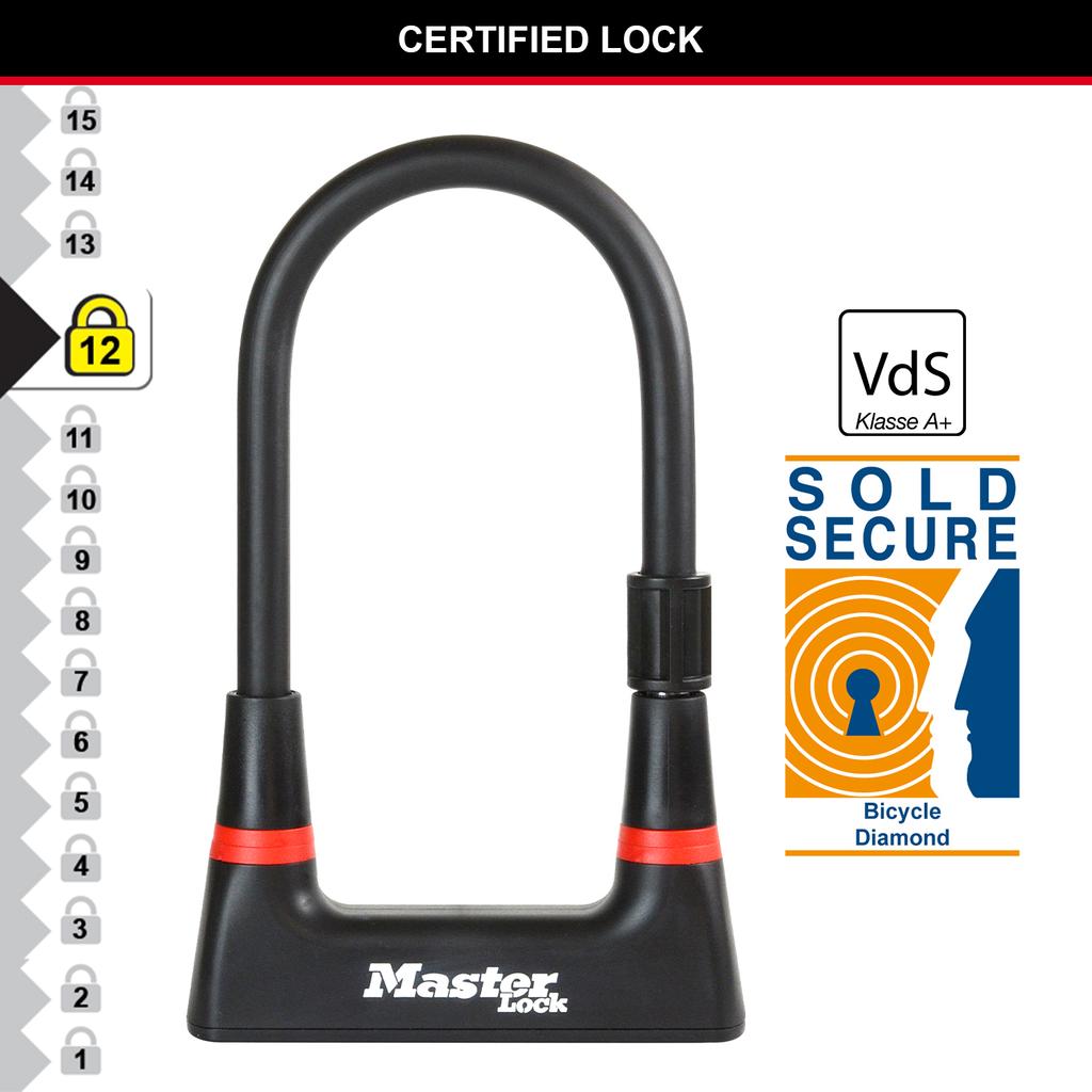 Master Lock Sold Secure Bike D Lock, Key, 210 x 104 mm