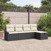 Sofa Set with Cushions and Storage Black Poly Rattan