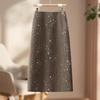 Sequined Woolen High-Waist Straight Skirt for Women