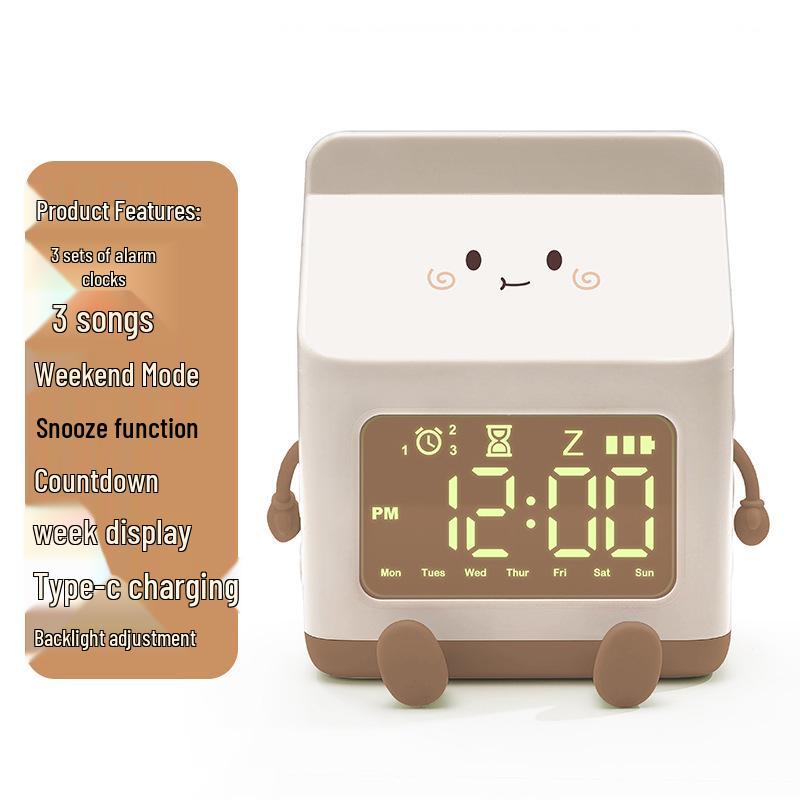 Cartoon Milk Carton Mini Countdown Alarm Clock for Kids  Bedroom коричневый