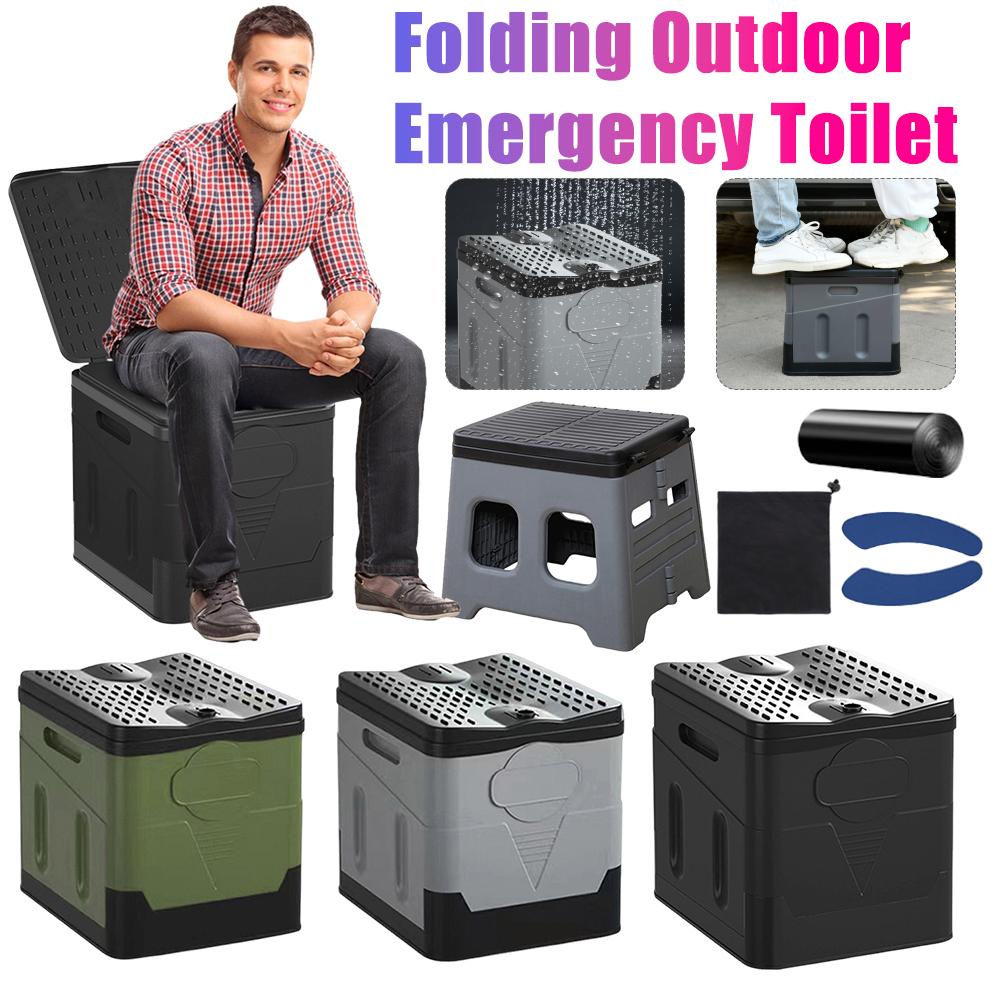 Camping Folding Toilet Movable Car Toilet Bucket Emergency Portable Outdoor Toilet for Self-driving Travel Portable Trash Can