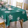Classic Satin Christmas Tablecloth Green Snowflake Embroidery Table Cover For 2026 Xmas Home Hotel Dining Table Decoration