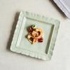 Cream Color High-Value Ceramic Square Plate Household Tableware Simple Dessert Plate Wavy Fruit Plate Vegetable Plate