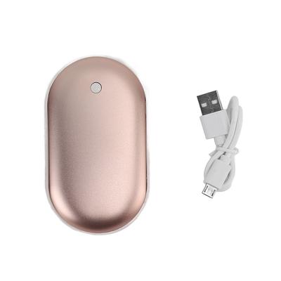 Kapesní ohřívač rukou Hliníková slitina 2400mah USB Mini Power Bank pro zimní cestování venku Růžové zlato